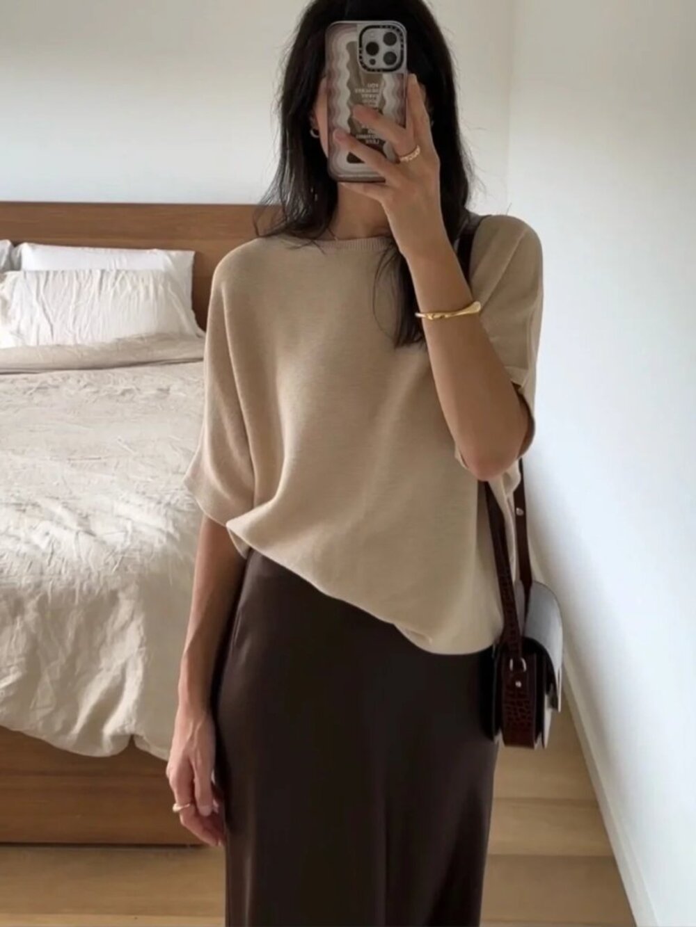 Quince Lightweight Cotton Cashmere Link-Stitched Dolman Sweater in Oatmeal